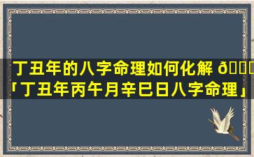 丁丑年的八字命理如何化解 🕊 「丁丑年丙午月辛巳日八字命理」